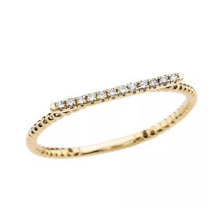 0.03 Ct Natural Diamond Beaded Band 14K Gold Ring
